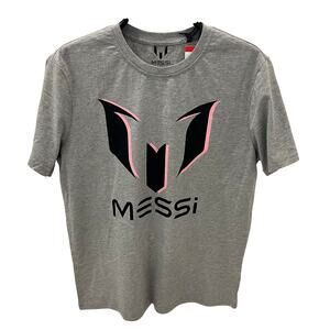 NWT Messi Collection Logo Graphic T-Shirt Heather Grey Pink Men’s Size Medium